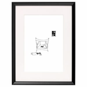 <strong>KATZE IM BETT</strong> <br>Fine Art Print der Original Tuschezeichnung